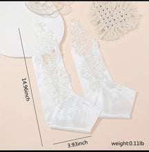 Load image into Gallery viewer, Fingerless Embroidered Beaded Satin Gloves
