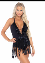 Load image into Gallery viewer, Halter Fringe Teddy Bodysuit