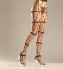 Load image into Gallery viewer, Lycra Sheer Pantyhose With Faux Chains and Strapes