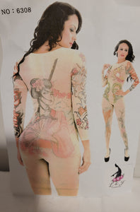 Tatoo Print Bodystocking