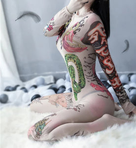 Tatoo Print Bodystocking