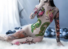 Load image into Gallery viewer, Tatoo Print Bodystocking
