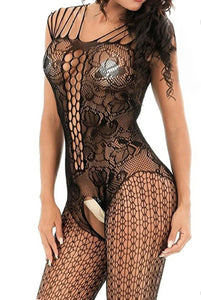 Strappy Flower Fishnet Bodystocking