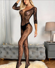 Load image into Gallery viewer, Fishnet Detail Flower Bodystocking
