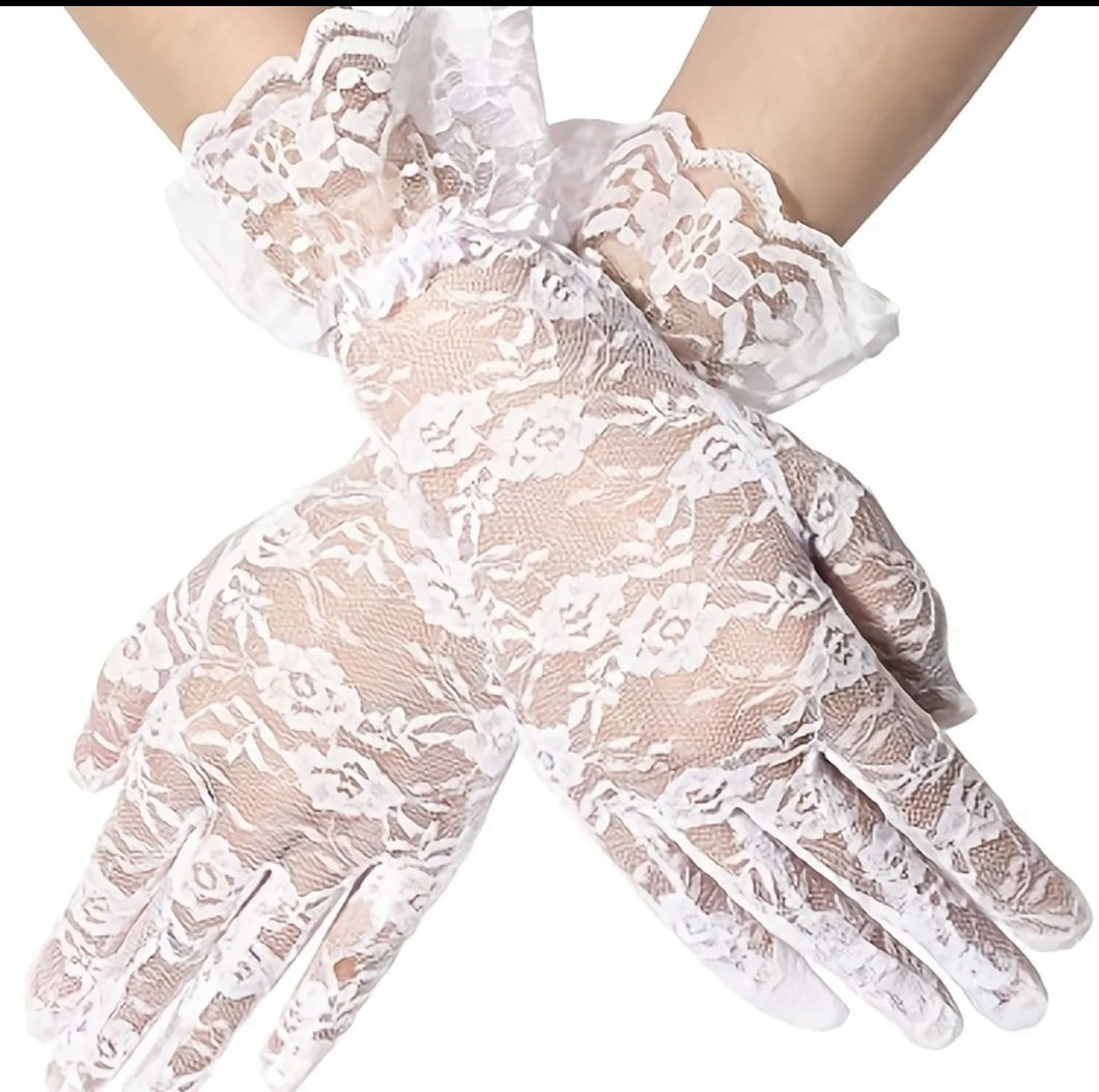 Lace Net Floral Gloves