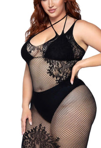 Net and Lace Dual Strap Dress - Plus Size