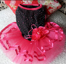 Load image into Gallery viewer, Satin Rhinestone Chiffon Dog Dress
