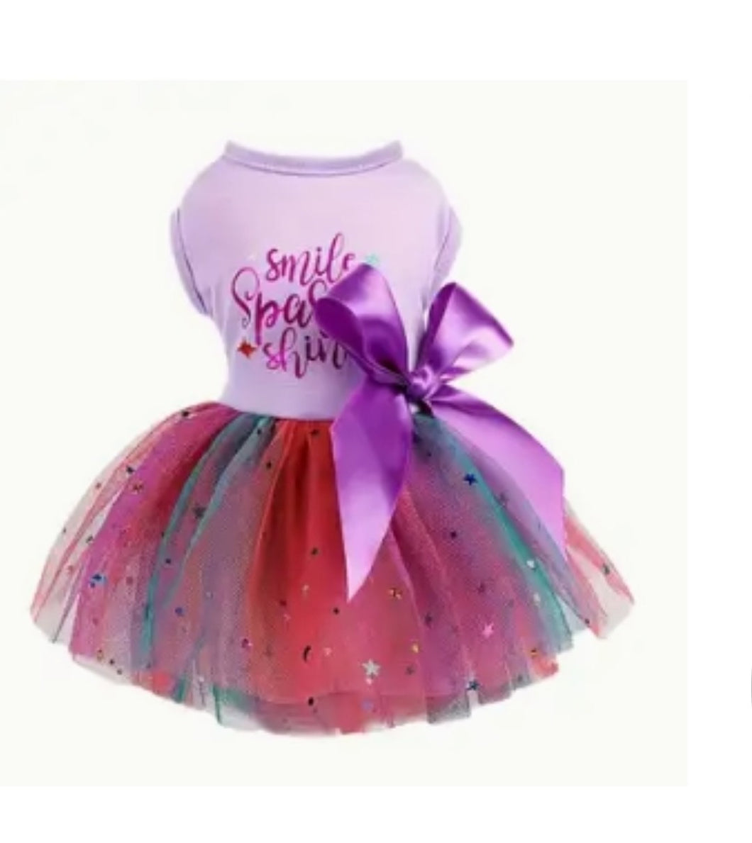 Bright Star Chiffon Bow Dog Dress
