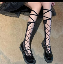 Load image into Gallery viewer, Fishnet Mesh Lace-Up Knee
