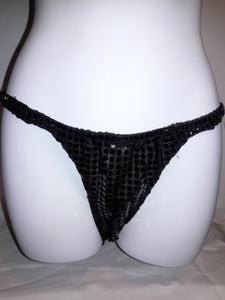 Sequin Crotchless Adjustable Strap Thong