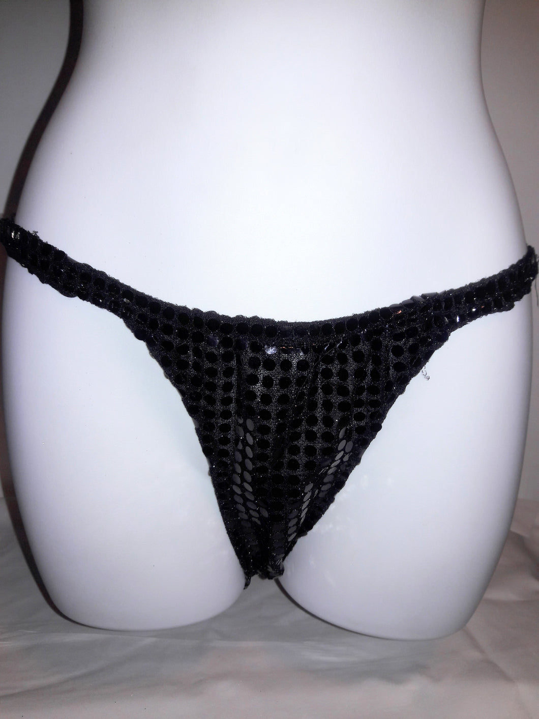 Sequin Crotchless Adjustable Strap Thong