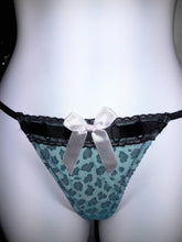 Load image into Gallery viewer, Blue Mesh Overlay Bow G- String
