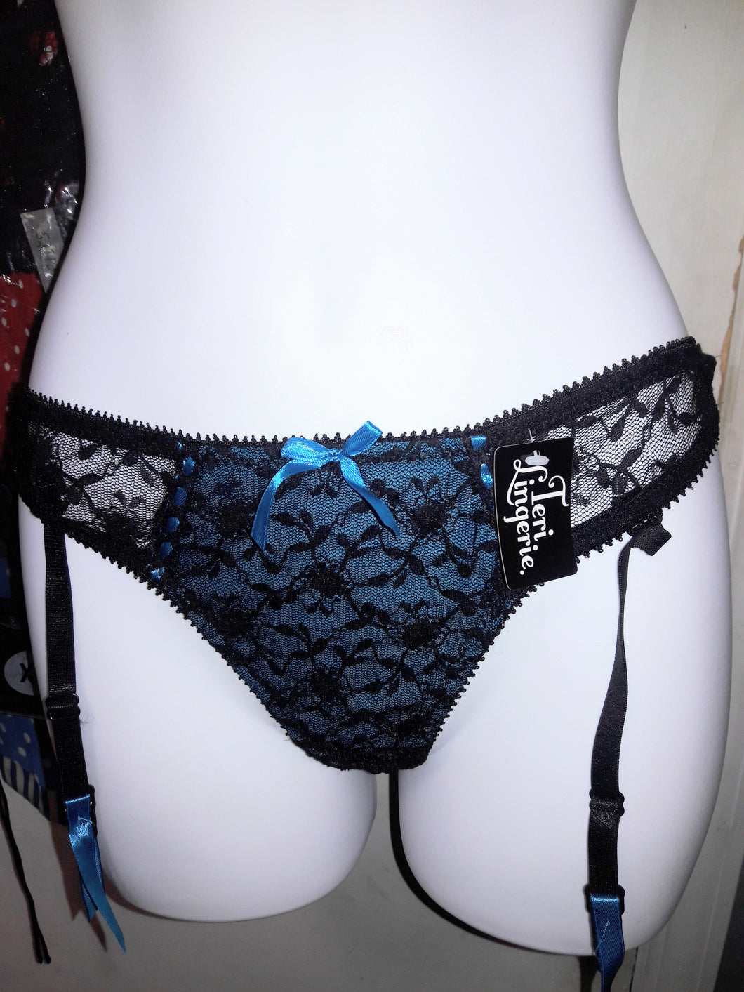 Garter Thong with Mesh Overlay