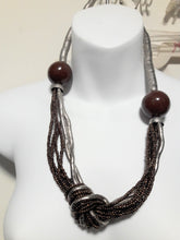 Load image into Gallery viewer, Silver Big Tan Stone Beaded Necklace
