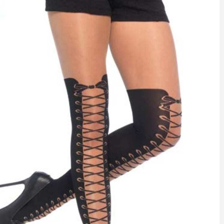 All Tied Up SheerTights with Opaque Faux Thigh High Boot Detail