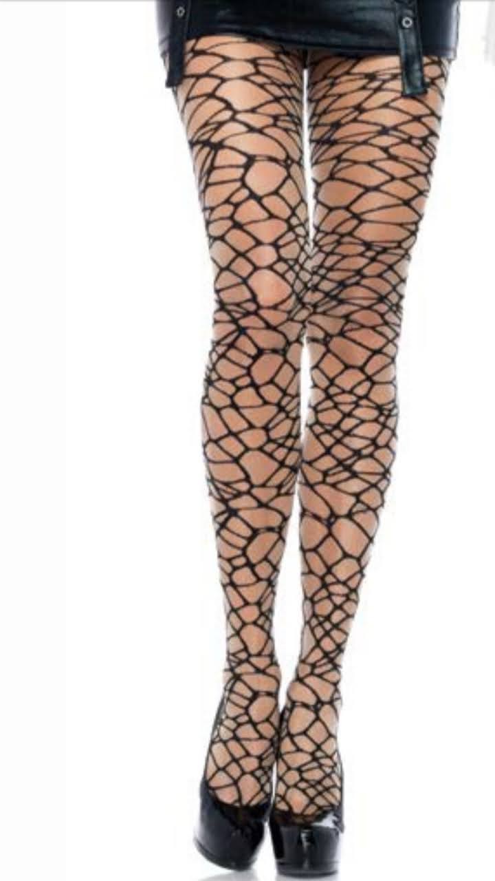 Spandex Sheer Woven Crackle Print Pantyhose