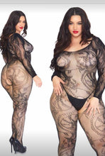 Load image into Gallery viewer, Spiral Lace Seamless Off The Shoulder Long Sleeved Bodystocking
