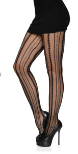 Vintage Pinstripe Net Pantyhose