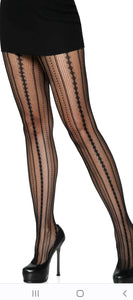 Vintage Pinstripe Net Pantyhose