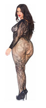 Load image into Gallery viewer, Spiral Lace Seamless Off The Shoulder Long Sleeved Bodystocking
